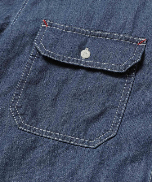 MR.OLIVE / 6oz DENIM / BLEACH WASH SERVICEMAN SHIRT / ミスターオリーブ / 6オンスデニム/ブリーチウォッシュ サービスマンシャツ